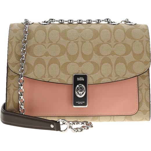 COACH 奥莱款女士PVC配皮单肩斜挎链条包 商品图12