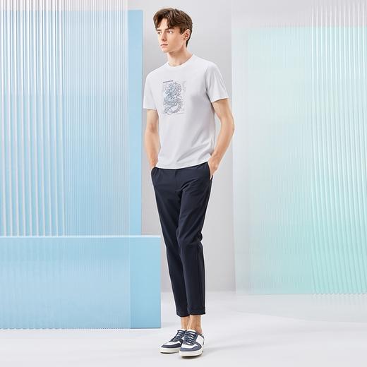 【5A抗菌2A防螨】柒牌男士短袖t恤夏季薄款时尚龙纹印花圆领上衣	126T73480 商品图3