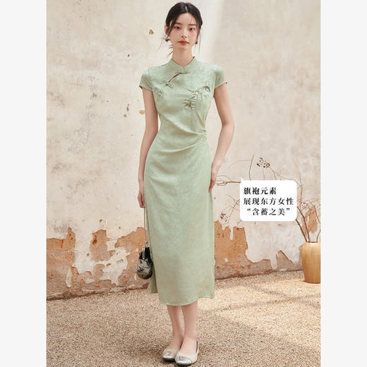 西遇新中式复古改良旗袍气质刺绣连衣裙女2024夏季新款清冷感裙子D1040752 商品图1