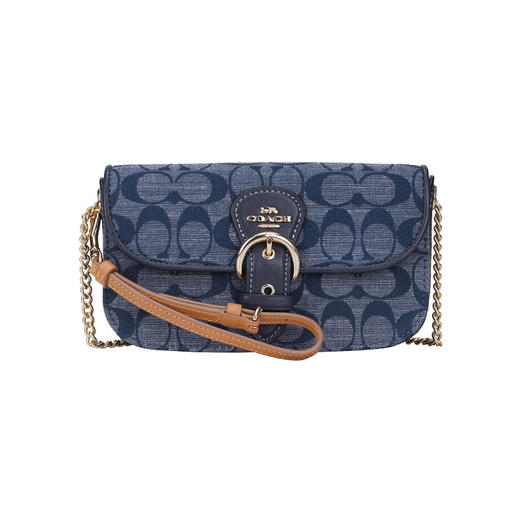 COACH 奥莱款女士牛仔布配皮单肩斜挎包 商品图8