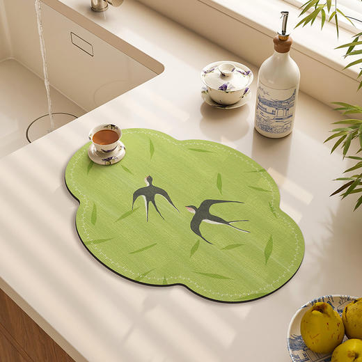 新中式园林花窗造型茶席茶垫沥水垫吸水垫厨房台面桌面餐具干燥隔热垫吧台好打理杯垫 商品图0