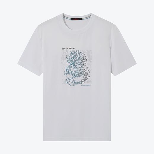 【5A抗菌2A防螨】柒牌男士短袖t恤夏季薄款时尚龙纹印花圆领上衣	126T73480 商品图4