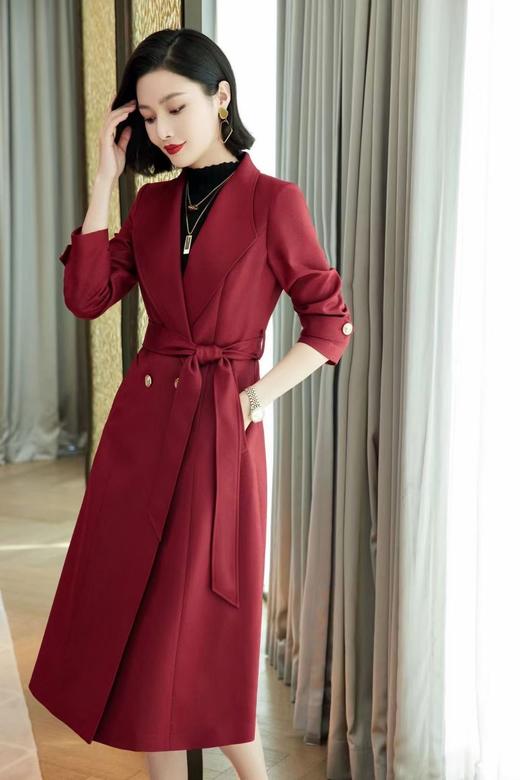 顺圣色、漆黑色长款粗斜面料风衣LZ3D12 商品图0