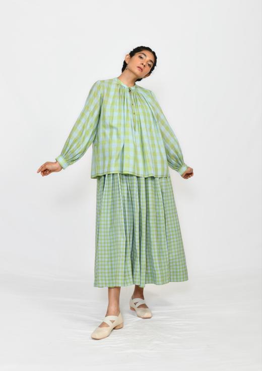 MAKU textiles｜格子图案阔腿裤裙裤(棉衬里) 商品图7