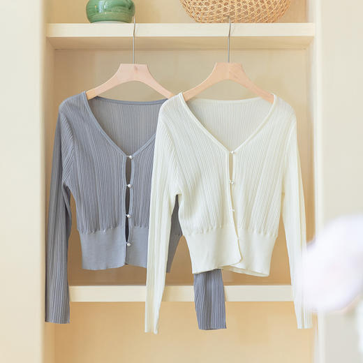 【现货】100%桑蚕丝 轻薄凉爽透气空调衫 开衫 商品图1