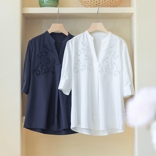 【现货】棉质衬衫镂空设计轻薄小众宽松 商品图1