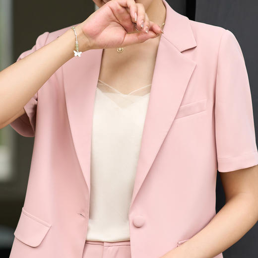 剩S/M/L/XL/XXL 米思阳2025夏季新款通勤职业短袖西装高级感减龄一粒扣上衣女210 商品图4