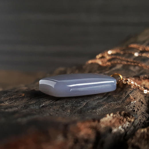 【天然正品】AU750黄金镶天然烟紫平安无事牌和田玉（吉祥、如意）吊坠项链230424TJ04 商品图4