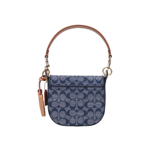 COACH 奥莱款迷你女士牛仔布配皮单肩斜挎手提包 商品图3
