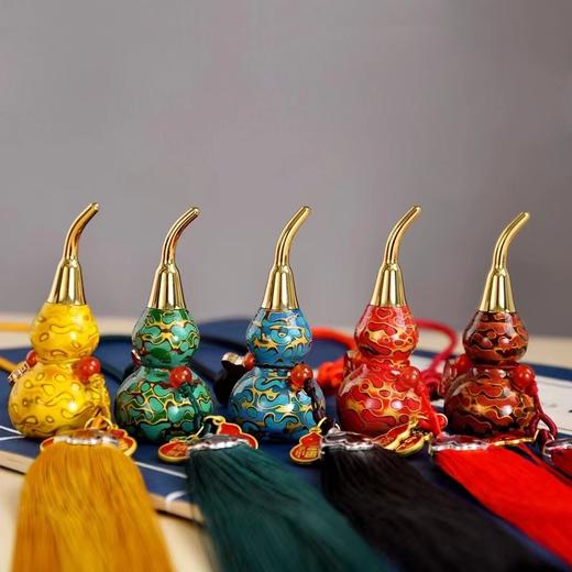 黄铜彩绘葫芦流苏挂件，大漆工艺，古风装饰，车内挂件 商品图5