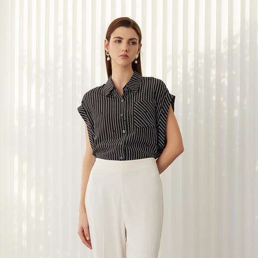 【桑蚕丝短袖衬衫】24年春夏新品女士100%真丝薄款透气上衣 商品图1