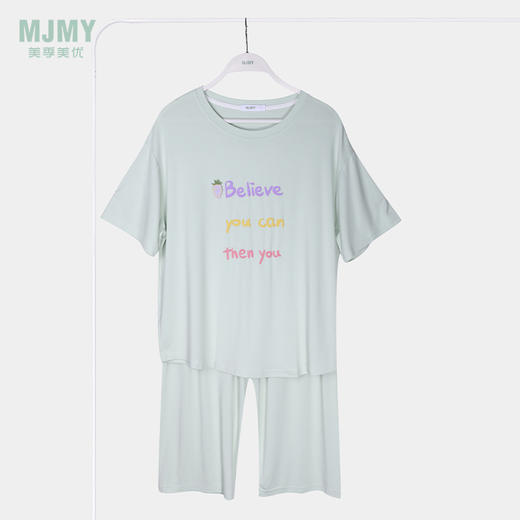 美季美优女士凉感印花短袖中裤套装J420308 商品图0