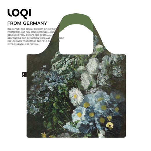 LOQI德基博物馆花花折叠购物袋便携环保袋单肩女防水手提袋 折叠大容量单肩手提购物袋承重40斤 商品图1