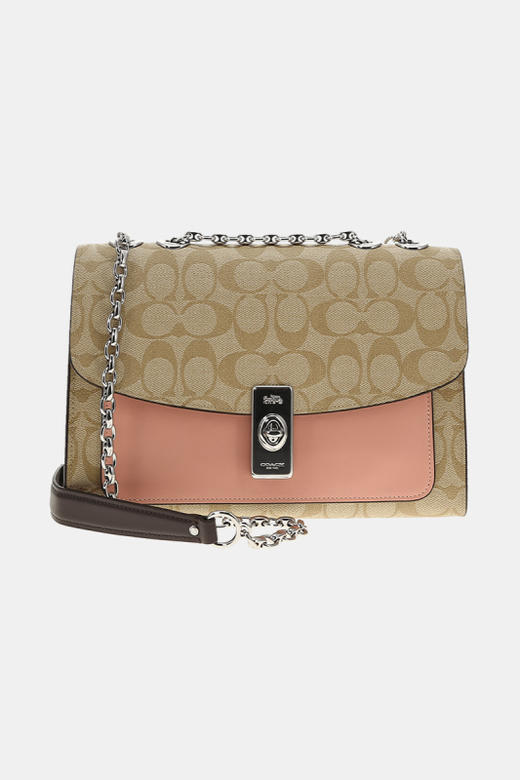 COACH 奥莱款女士PVC配皮单肩斜挎链条包 商品图10