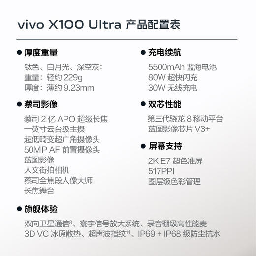 vivo X100 Ultra 16GB+512GB 钛色 蔡司2亿APO超级长焦 一英寸云台级主摄 蓝图影像 拍照 手机 商品图2