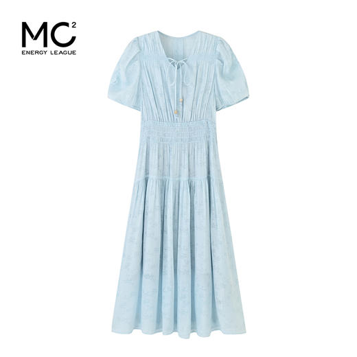 mc2V领斜绑带暗印花收腰A型连衣裙女2024夏季新款浪漫温柔度假风 商品图3