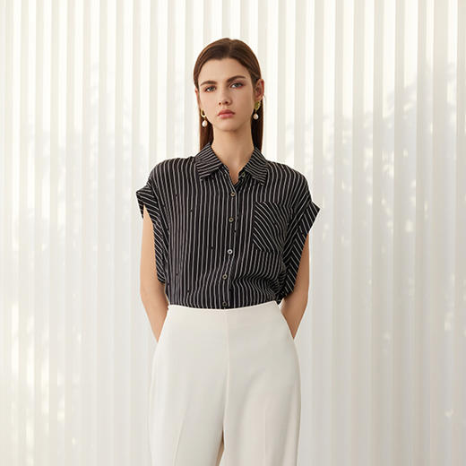 【桑蚕丝短袖衬衫】24年春夏新品女士100%真丝薄款透气上衣 商品图0