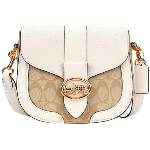 COACH 奥莱款小号女士PVC配皮单肩斜挎包马鞍包 商品图12