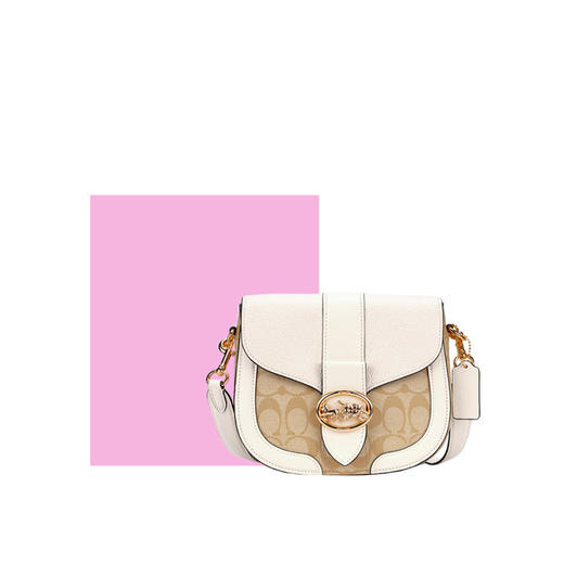 COACH 奥莱款小号女士PVC配皮单肩斜挎包马鞍包 商品图7