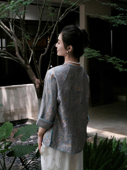 盛唐婧 |真丝花罗步步生花斜襟上衣 商品图5