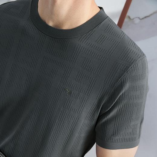 【高端系列】柒牌短袖T恤男夏季新款伊力特透气挑孔提花圆领上衣	126T71870 商品图2