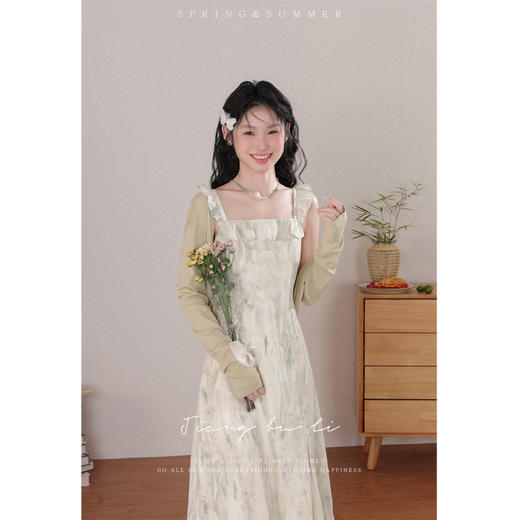 【6折秒杀】鹿向南【水星记】夏季新款法式水墨晕染吊带裙开衫两件套套装DYL661162-QYM001478 商品图3