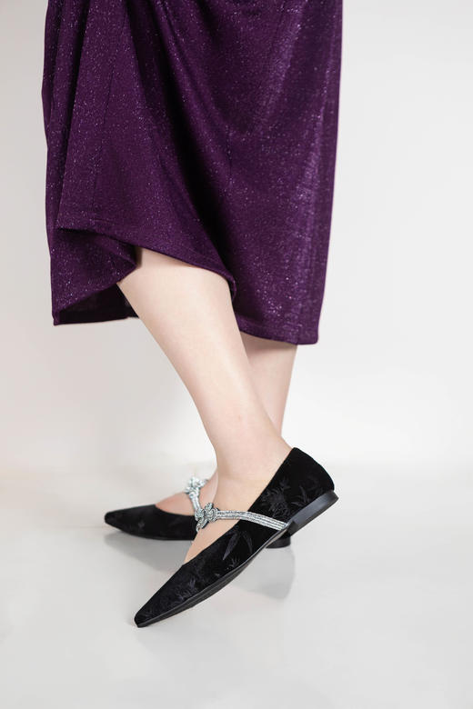 现货，下单72小时内发货【云影流竹高奢国风鞋子】竹叶天鹅绒，羊皮内里，加宽加高版 商品图2