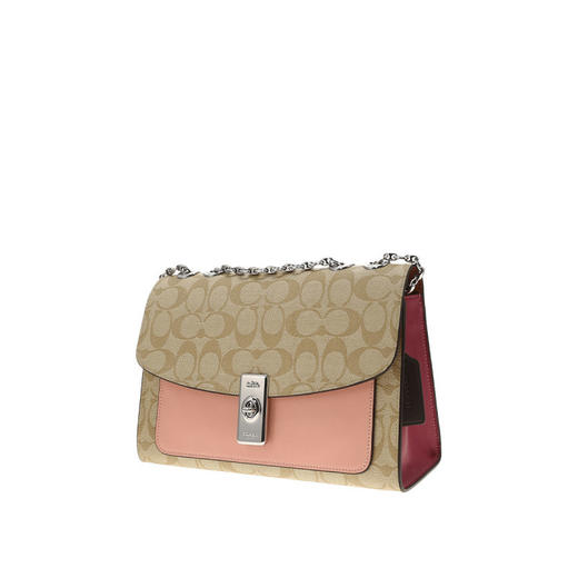 COACH 奥莱款女士PVC配皮单肩斜挎链条包 商品图1