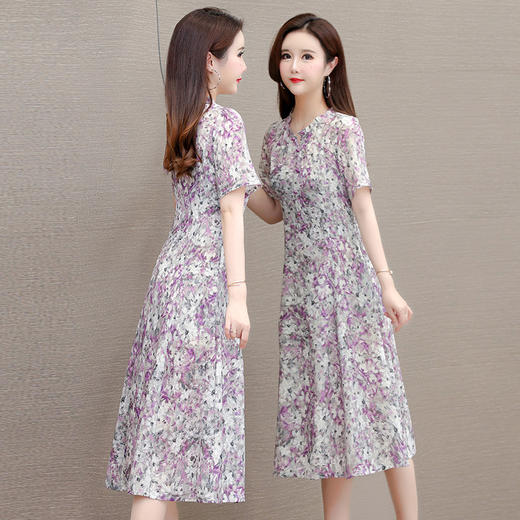 印花短袖裙时尚，中长款A字裙QYM-LRX-MY2450-Y 商品图2