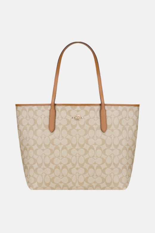 COACH 奥莱款大号女士PVC配皮单肩手提托特包 商品图11