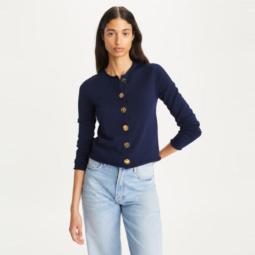【1F】Tory Burch 汤丽柏琦 圆领开衫针织衫 商品图0