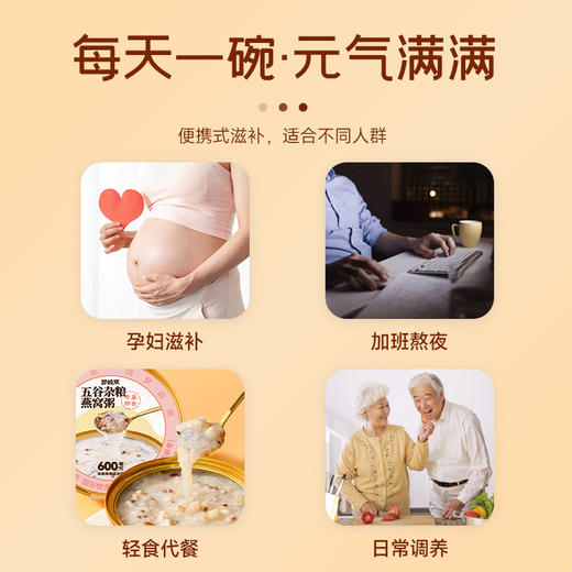 【守护孕妈礼 燕窝润颜】梦岭南五谷燕窝粥165g*24碗/4箱装 孕期滋补 五谷为养 燕窝润颜 商品图3