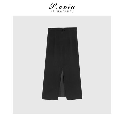 03-4潘依绣丁丁宠粉PanYiXiu/潘依绣醋酸极简风包臀后开叉立体剪裁半身裙 W-61827 商品图2