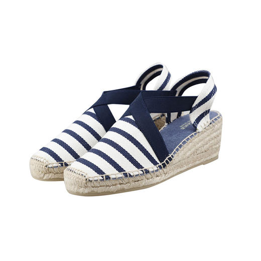 西班牙原产手工制作时尚轻便超舒适女款草编鞋 301BR-海军蓝白条纹 商品图4