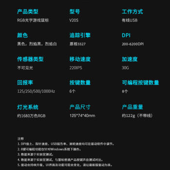 雷柏（Rapoo）V20S 有线鼠标 游戏鼠标 7个可编程按键 人体工程学 电竞鼠标 吃鸡鼠标 笔记本鼠标 黑色 商品图3