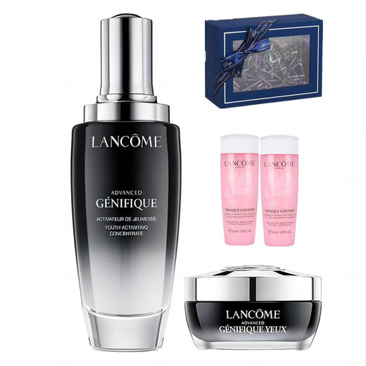 【送兰蔻粉水50ml*2】无盒法国 Lancome 兰蔻 小黑瓶 精华肌底液 100ml+小黑瓶发光眼霜 新版 15ml 商品图0