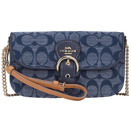 COACH 奥莱款女士牛仔布配皮单肩斜挎包 商品图12