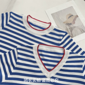 📍📍【茧墨减龄经典海军风条纹针织短袖】✅1.经典条纹针织衫，高端定制进口纱线，💕丝滑有型，透气不闷热 🍂 