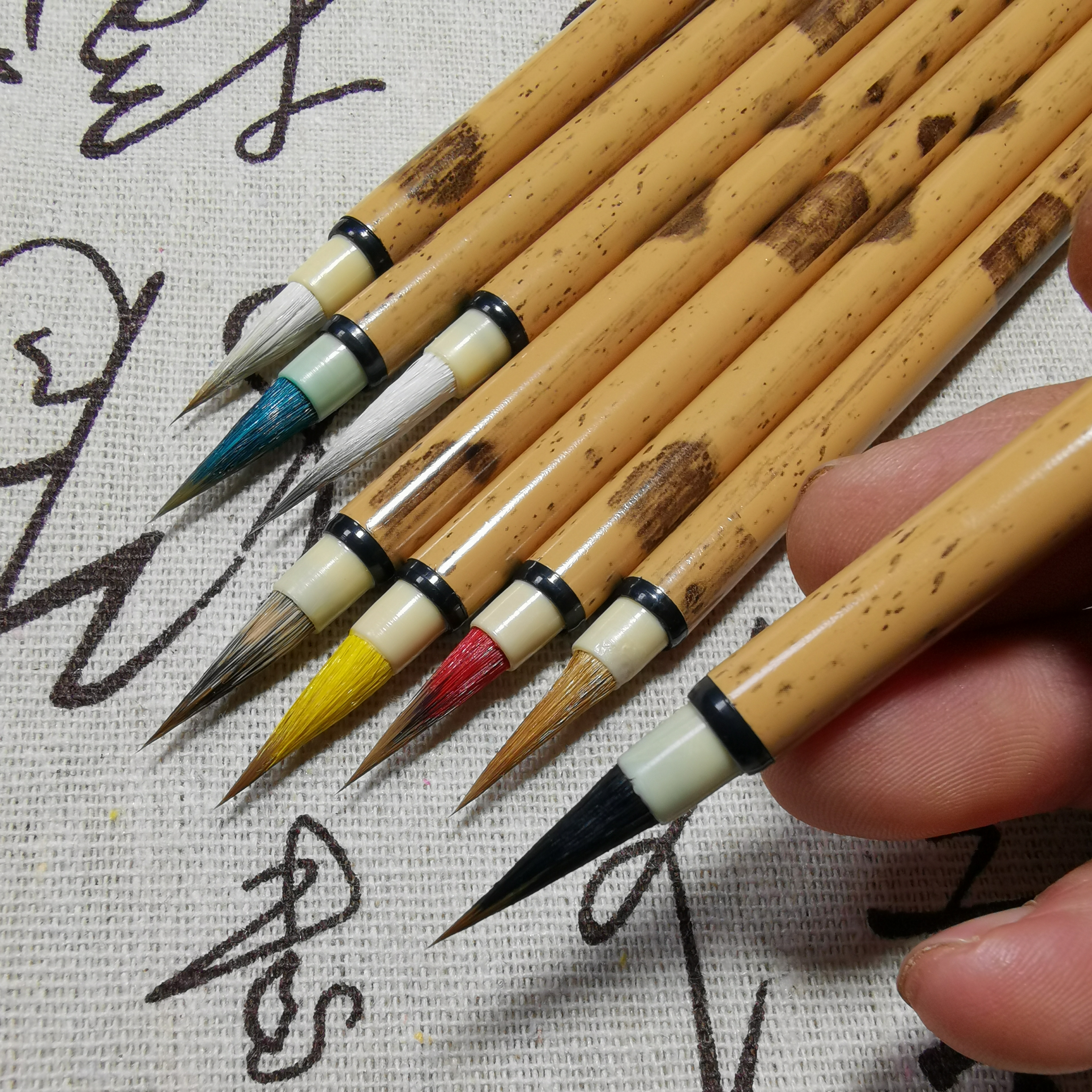 最全小楷笔，八毫八色小楷毛笔，弹性好硬度高练字、瘦金体、勾线。