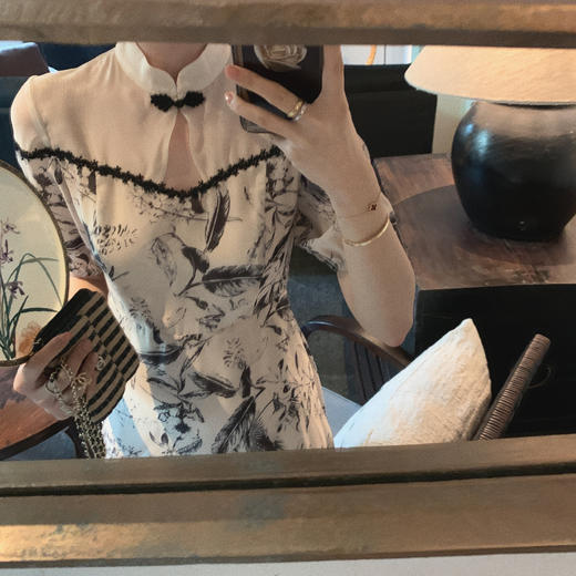 【金蘑菇菇 花间酒 国风系列】旗袍改良年轻款中长款碎花连衣裙女 商品图11