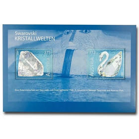 2004奥地利天鹅钻石水晶小全张邮票！镶嵌12颗施华洛世奇水晶！