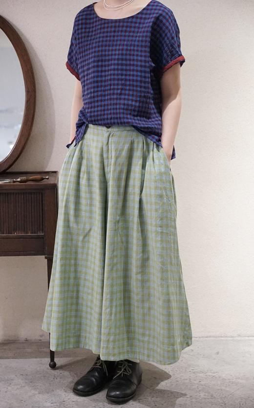 MAKU textiles｜格子图案阔腿裤裙裤(棉衬里) 商品图2