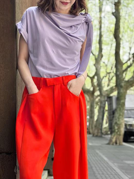 TYNVIE 不对称打结装饰T-shirt-紫色 商品图6