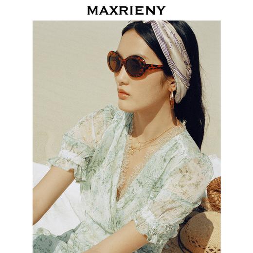 MAXRIENY蕾丝气质性感夏季复古春夏法式印花连衣裙设计师薄荷曼波(货号:MC87DR319) 商品图3