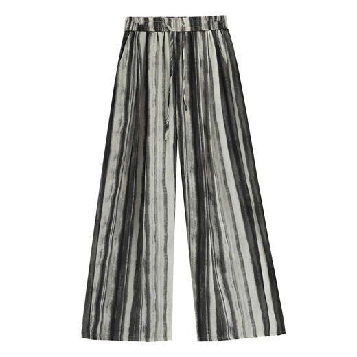 雀说松紧高腰水墨画宽松休闲裤女薄款垂感直筒防晒阔腿裤AL1648 商品图4