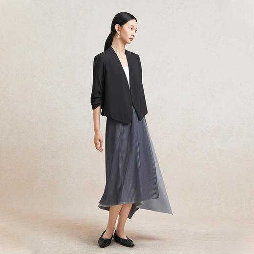 famecoco范可儿无领通勤西装女士夏季极简薄款西服外套FAC3AW005 商品图3