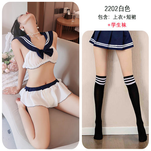 长夜漫漫情趣内衣性感透视短裙制服诱惑纯欲可爱校园学生套装2202 商品图6