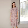 【桑蚕丝条纹连衣裙】24年春夏新品女士中长款系带收腰真丝连衣裙 商品缩略图1