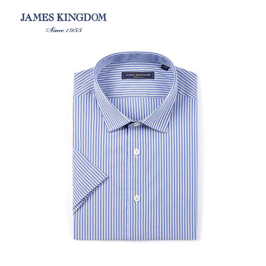 【春夏商务条纹短袖  1件99/2件180/3件258】占姆士男士夏季棉质短袖中条纹商务短袖衬衫 商品图2