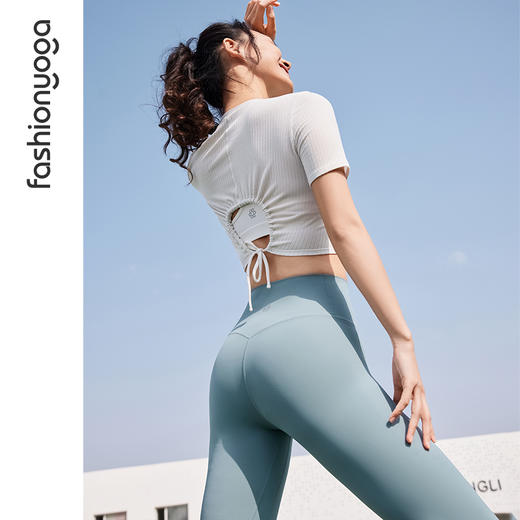 凡圣瑜伽抽褶镂空短袖外搭F14313 商品图8